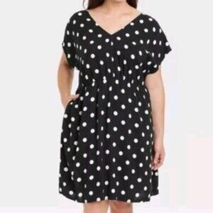 Ava & Viv Polka Dot Dress Women's V Neck Mini A Line Cottage Lightweight 3X